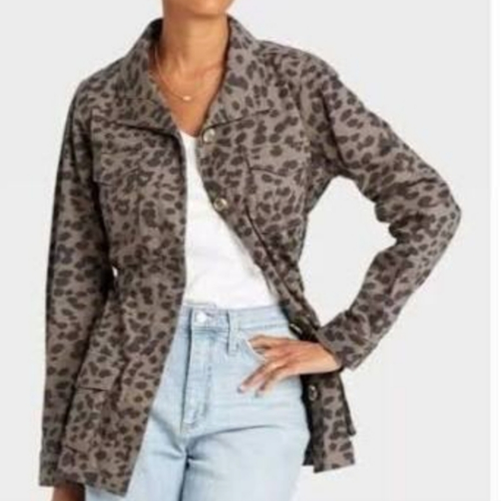 Knox Rose Leopard Print Jacket Utility Style